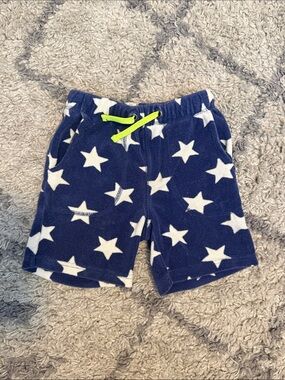 Mini Boden Navy Star Print Shorts with Neon Drawstring